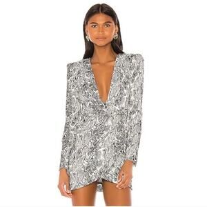 NBD Revolve Snake Print Long Sleeve Mini Dress- Size XS